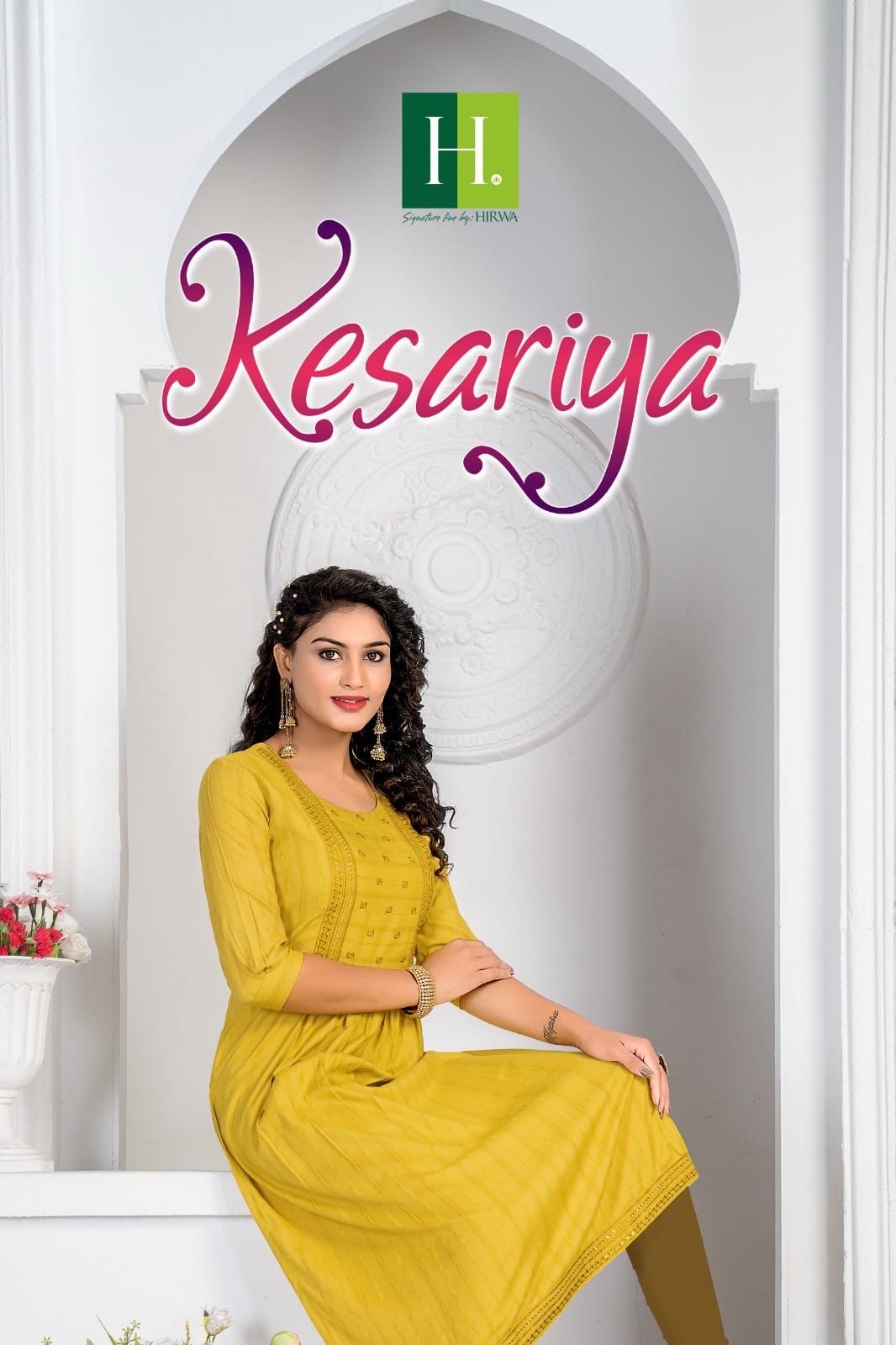 Hirwa Kesariya Rayon Naira Cut Designer Kurtis Catalog
